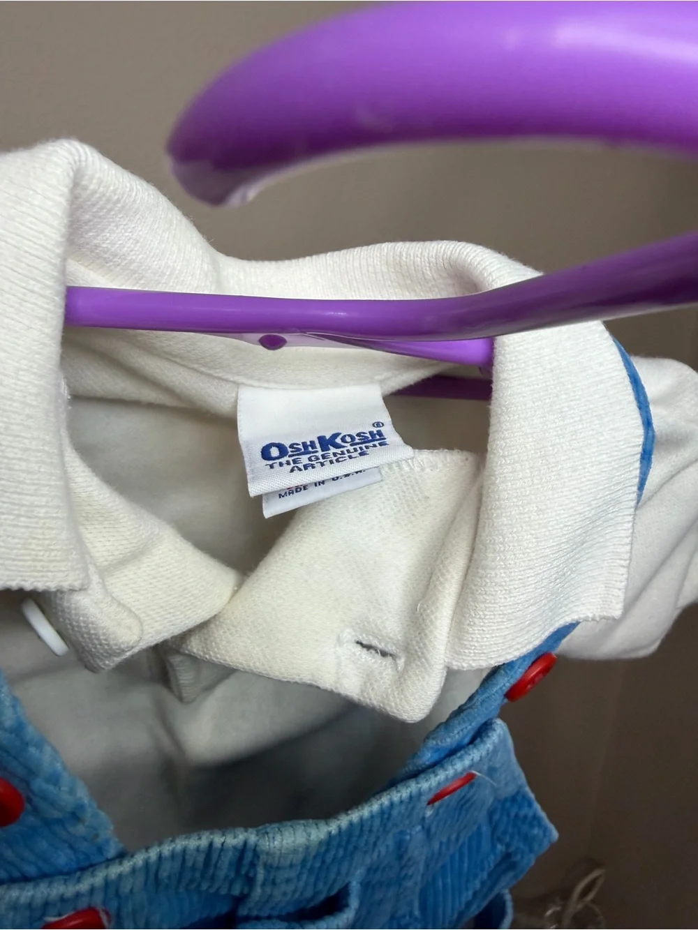 OshKosh B'gosh Bright Blue Corduroy Overalls with Red Accents (Read Description)